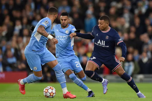 PSG's Kylian Mbappe and Man City's Riyad Mahrez