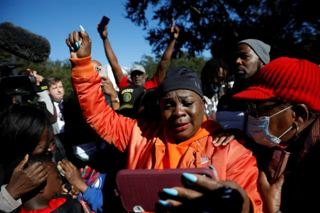 Supporters outside courthouse