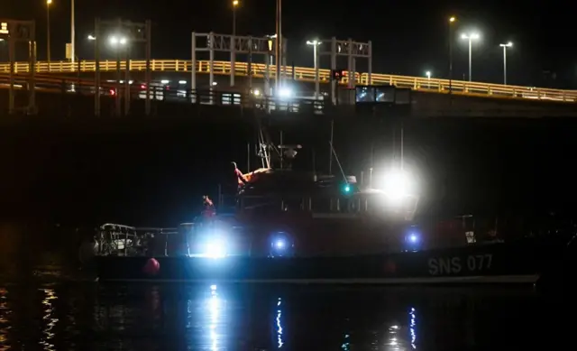 A French volunteer sea rescue organisation Societe Nationale de Sauvetage en Mer (SNSM) boat carrying bodies of migrants