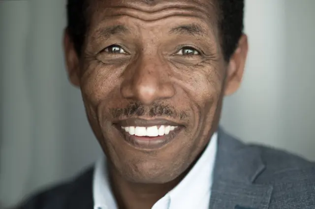 Haile Gebrselassie poses  on January 30, 2017 in Addis Ababa, Ethiopia.