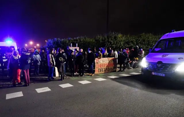 Protesters in Calais