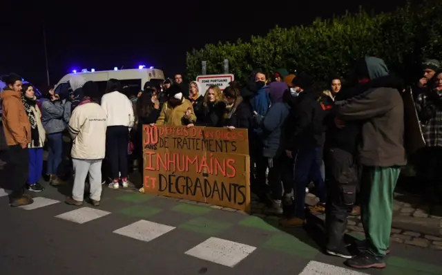 Protesters in Calais