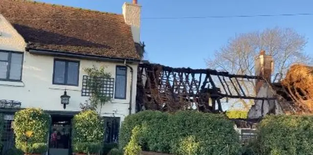 Destroyed Star Inn restaurant roof