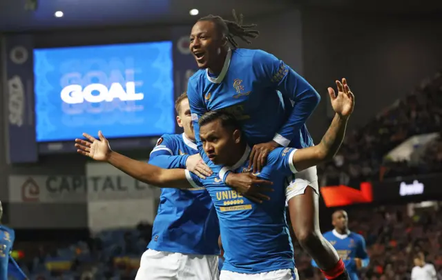 Alfredo Morelos celebrates