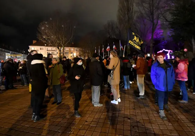 Members of migrant support associations gather to protest for the defence of migrants