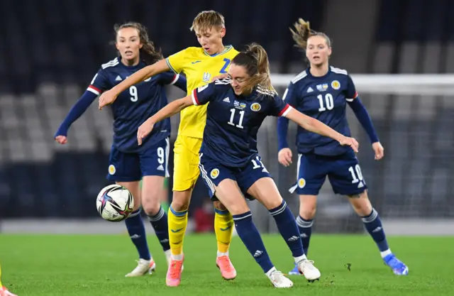 Scotland's Lisa Evans (right) and Ukraine's Tamila Khimich