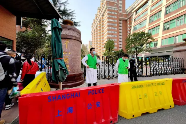 Shanghai hospital blocked off