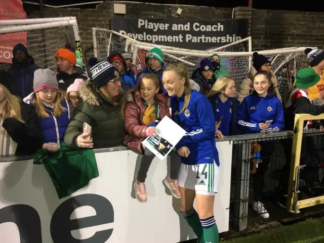 Lauren Wade celebrates with supporters at Seaview