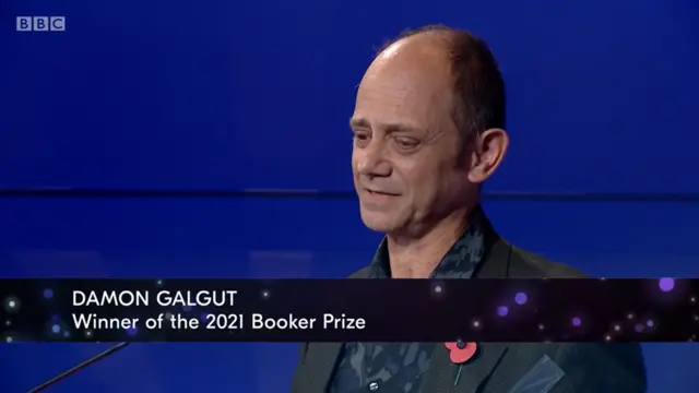 Damon Galgut accepts the 2021 Booker Prize