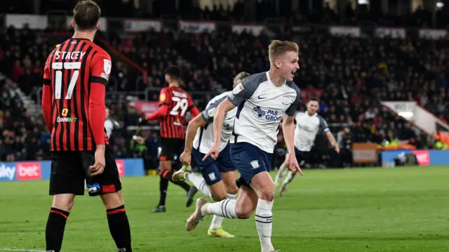 Preston celebrate goal