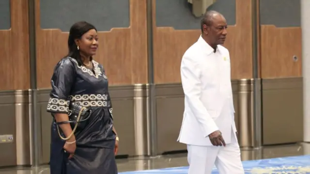 Former Guinea President Alpha Condé and his wife