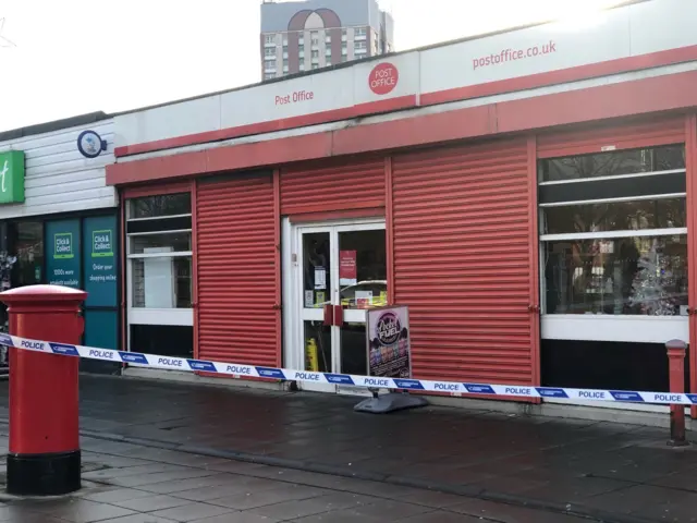 Hebburn Post Office with police tape