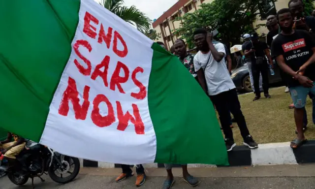 EndSARS protesters in Nigeria.