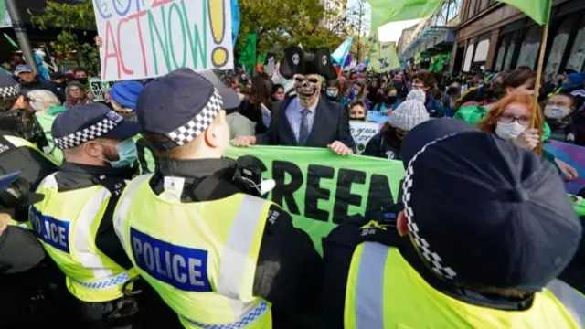 Police contain an Extinction Rebellion protest in Glasgow this week