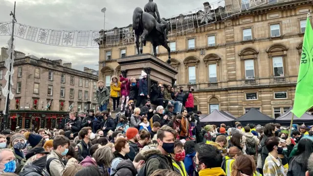 Climate protestors in George Square