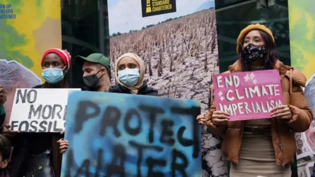 Young climate activists at a protest in London