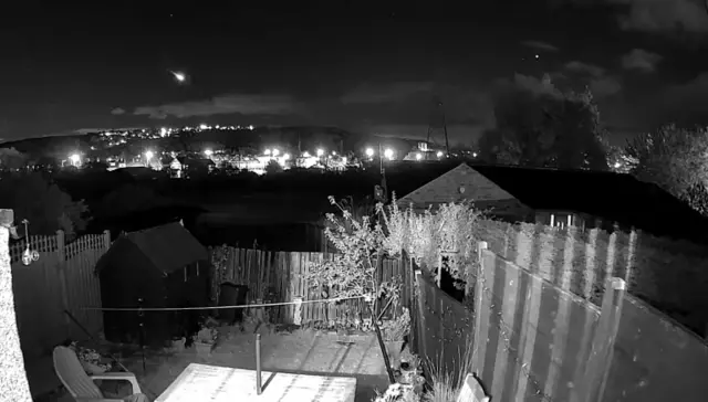 Meteor in sky over Riddlesden