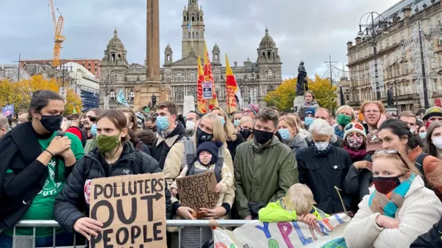 Climate protestors in George Square