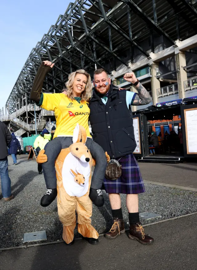 Fans arrive for the big match at Murrayfield