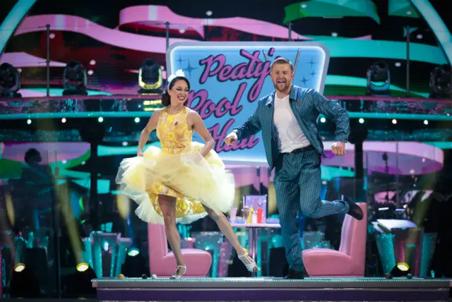 Katya Jones and Adam Peaty dance the jive