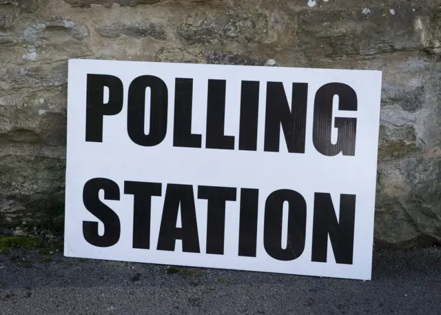 Polling station sign