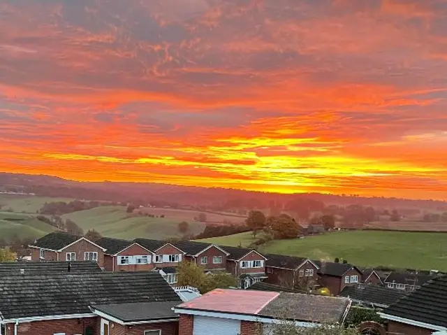 An orange sunrise in Cheddleton