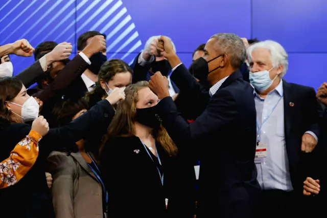 Barack Obama and US staff at COP26