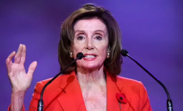 U.S. House Speaker Nancy Pelosi speaks during the UN Climate Change Conference (COP26) in Glasgow,