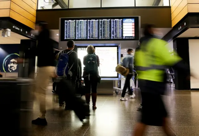 Passengers at Seattle-Tacoma International Airport