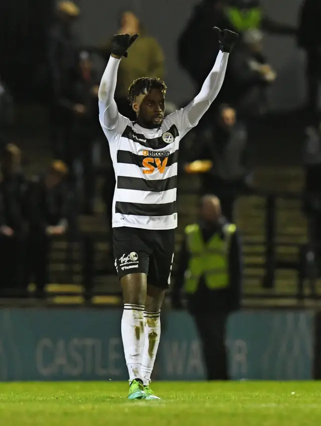 Ayr United's Tomi Adeloye celebrates his equaliser