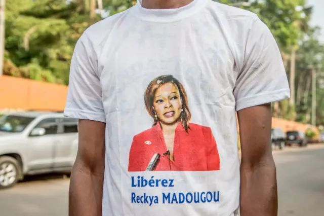 Supporters of Reckya Madougou's gather at the Court of Repression of Economic Offences and Terrorism (CRIET), in Porto-novo on December 10, 2021