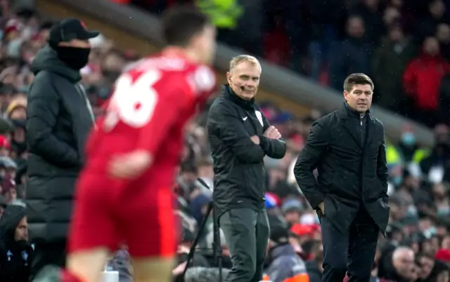 Steven Gerrard on the sideline as Aston Villa manager against Liverpool