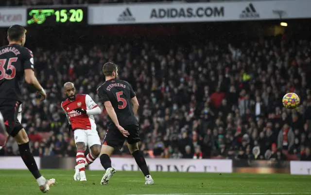 Arsenal's Alexandre Lacazette scores against Southampton