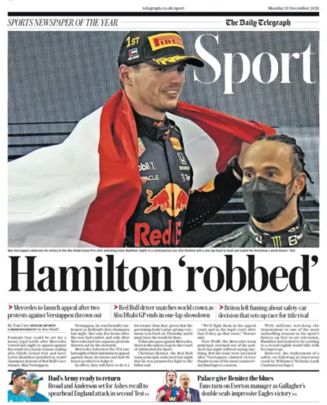 Sport section of the Daily Telegraph