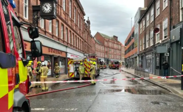 Fire engines on George Hudson Street in York