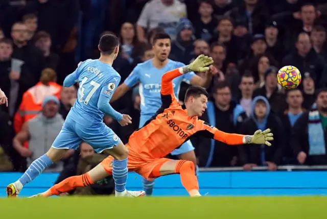 Man City's Phil Foden scores against Leeds
