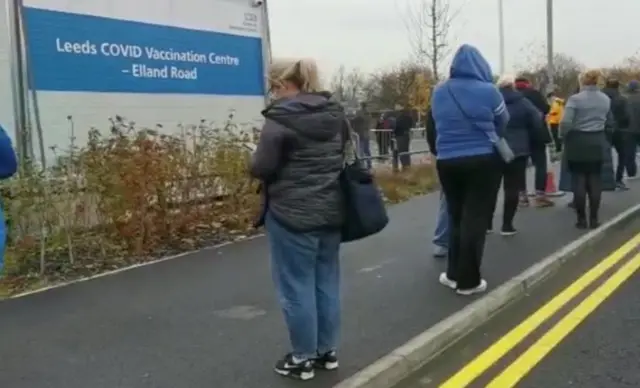 Booster jab queue in Leeds