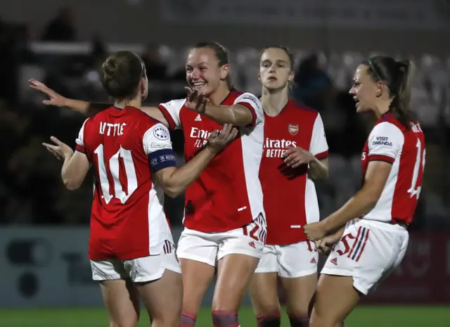 Arsenal players celebrate