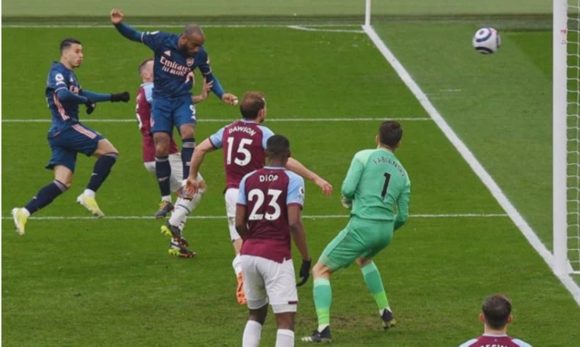 Alexandre Lacazette scores against West Ham