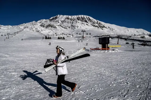 Alpe-d'Huez ski resort on 13 December 2021