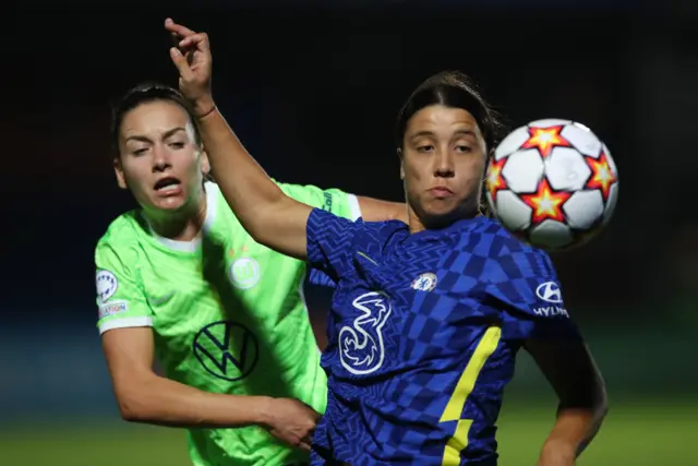 Chelsea's Sam Kerr in action against Wolfsburg