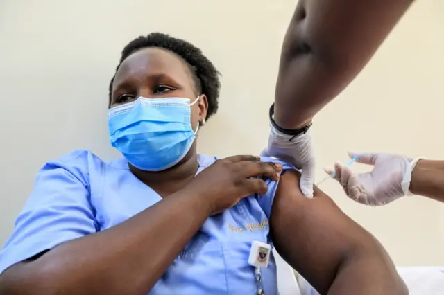 Woman receives vaccination in Nairobi, Kenya (file photo)