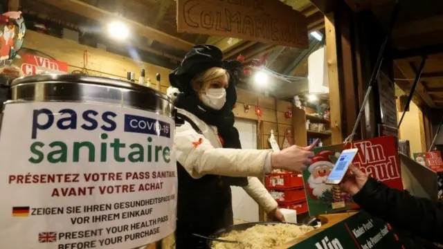 A Christmas market stall in France