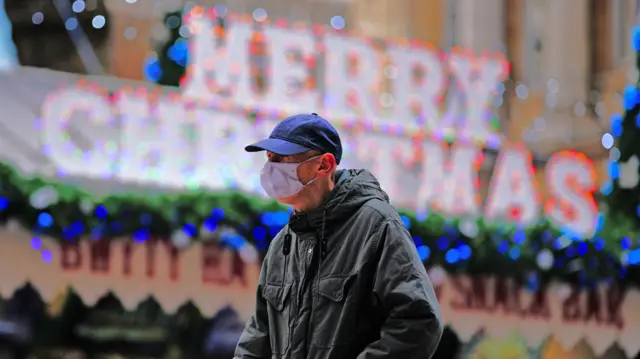 Christmas shopper in Cardiff