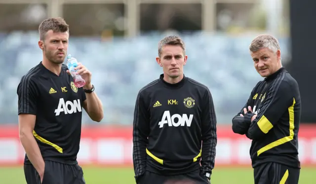 Michael Carrick, Kieran McKenna and Ole Gunnar