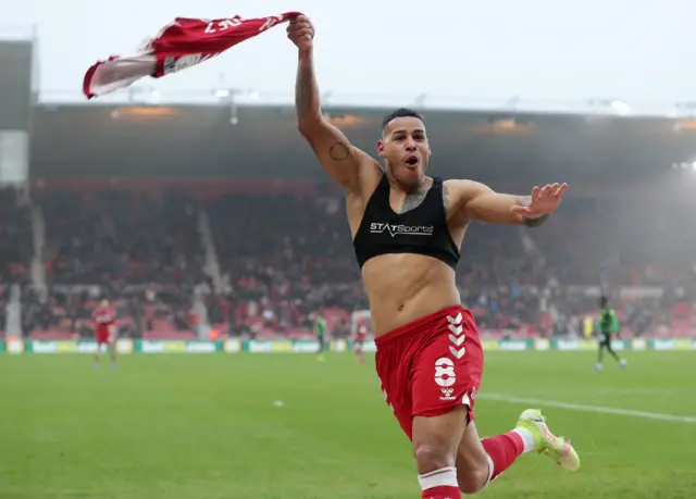 Onel Hernandez celebrates a goal that is then disallowed