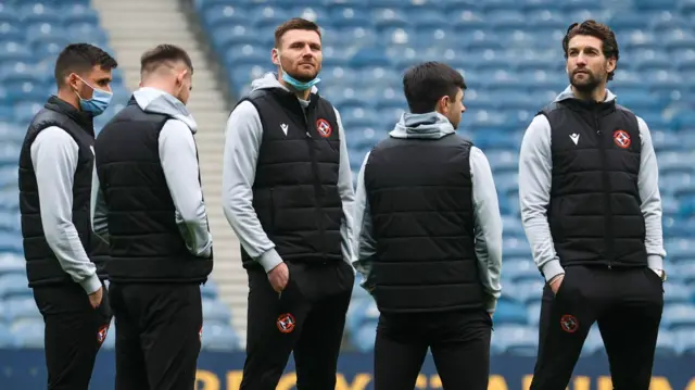 United players at Ibrox