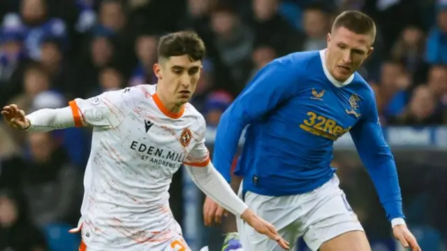 Chris Mochrie (left) in action for Dundee United