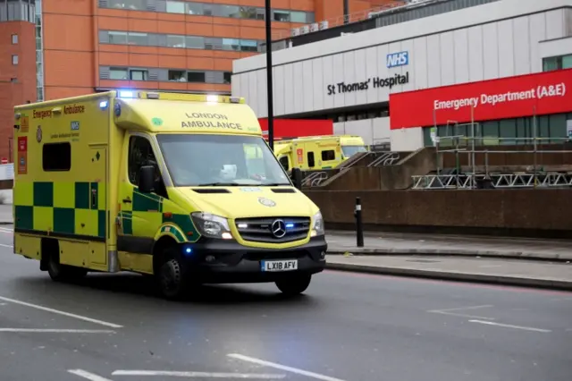 A London ambulance near St Thomas' Hospital. File photo