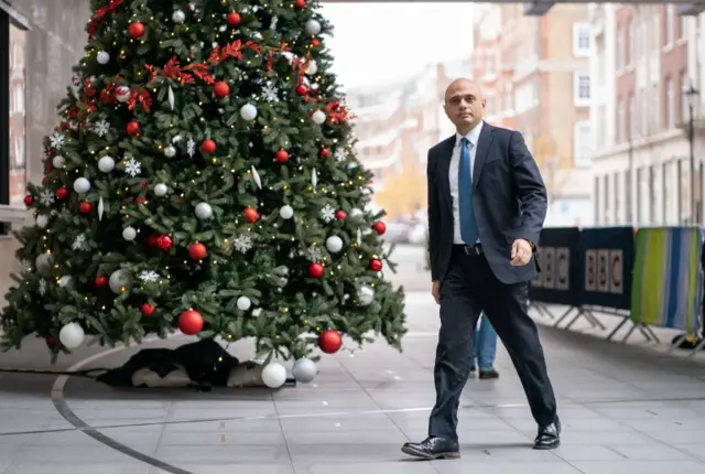 Health Secretary Sajid Javid at the BBC's New Broadcasting House in London. Photo: 19 December 2021